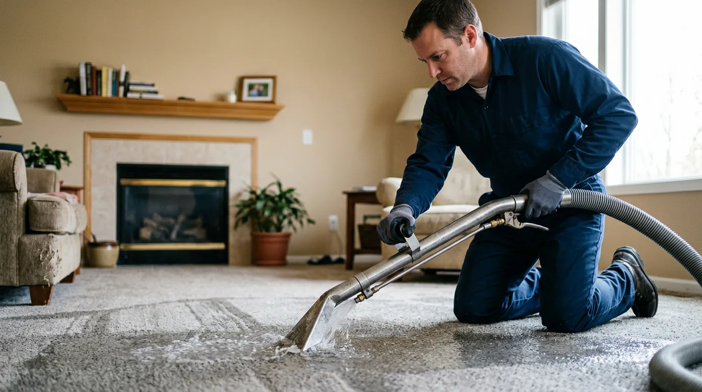 Water damage restoration technician working near Jonesville, TX